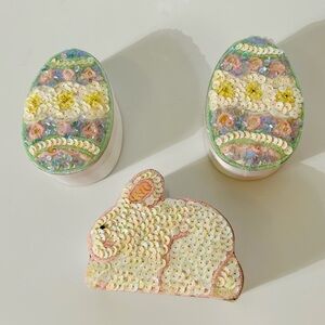 Vintage sequined and beaded Easter satin décor boxes